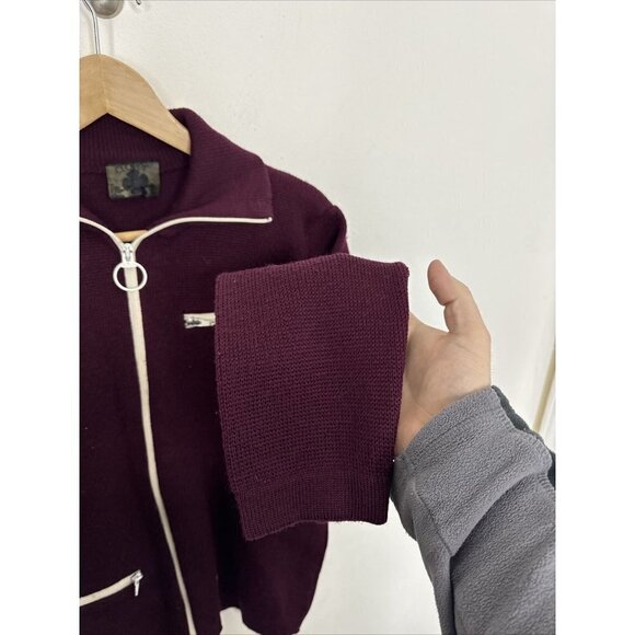 Vintage Clover Knitting Mills Woman M/L Curling Wool Cardigan Preppy Varsity 60s - Picture 3 of 6